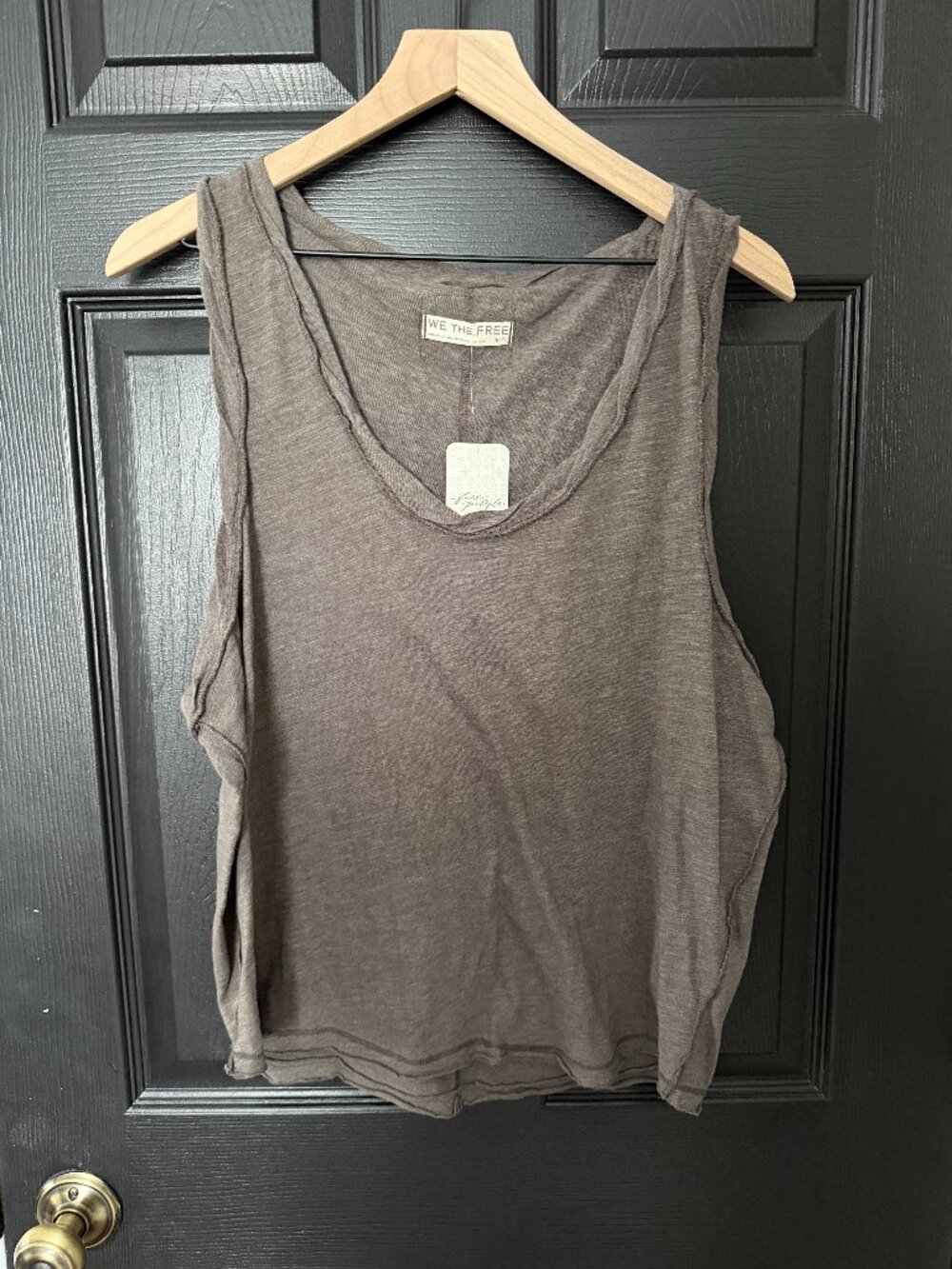 NWT Womens Free People Oversized Tank Purple Dark Tan Medium